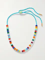 [ÉLIOU] ÉLIOU - Buzio Cord, Bead And Gold-plated Necklace - Blue - A A Blue