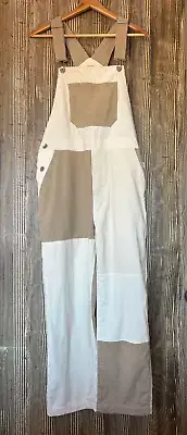 Brixton Women's Christina Corduroy Overalls Carpenter Patchwork Beige Sz M NWT