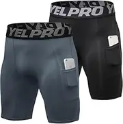 SPVISE Compression Shorts Men Spandex Sports Shorts Workout Running Gym Shorts Cool Dry Athletic Baselayer Underwear Pockets