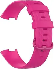 [DAYHOM] Soft TPU Sport WatchBands Fit for Fitbit Charge 3/4 Smart Watchdurable Strap Wristband Fit for Fitbit Charge 3 Charge 4 Watch Accessory(11,Silver Buckle_S)