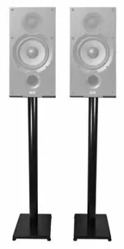 Pair Black 37” Steel Speaker Stands For ELAC Debut 2.0 B6.2 Bookshelf Speakers