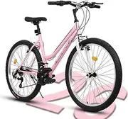 Ecarpat Womens' Girls 24/26 Inch Kids Mountain Bikes, 21-Speed Children's Day Gifts for Ages 10+ Years Old Bicycles, School Work Daily Commuting Summer Travel Bikes