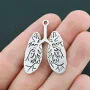 BULK 20 Lungs Charms Antique Silver Tone - SC3927