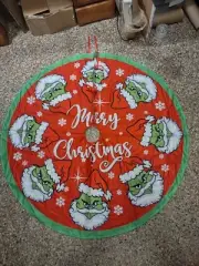 Grinch Merry Christmas Tree Skirt 48 In Santa Claus Grinchmas