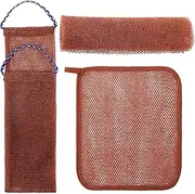 TOPPERFUN 3Pcs African Mesh Face Wash Towels, Body Scrub Exfoliating Bath Nylon Towels, Body Foot Face Scrub Shower Towels for Bathroom