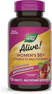 Nature’s Way Alive! Women’s 50+ Complete Multivitamin, Orchard Fruits & Garden Veggies Powder Blend, 130 Tablets