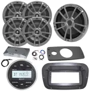 JBL Marine Radio, Spa Bezel, Adapter, ANT, Amp,Kit, Sub, 4x 8" 375W Gray Speaker