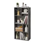 VECELO 9.5 In.W Gray Bookshelf, Bookcase with 4-Open Adjustable Storage Cubes,