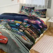 Bed Sheets g601 Cars Lightning McQueen Print Bedding Set Pattern Duvet Cove Set 3 Pieces 1 Quilt Cover And 2 Pillowcases for Women Men Teens tq601 Be