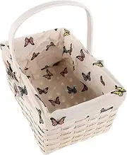 Outanaya Handwoven Rectangular Basket with Comfortable Handle Versatile Storage for Home Picnic and Wedding Decor Stylish Woven Basket for Organizing and Photo Props