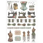 Stamperia A4 RICE PAPER - SEWING ACCESSORIES, Machine, Thread, Button Decoupage