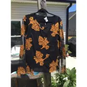Sundance sheer beaded top L large NEW shirt black yellow embroidered boho womens