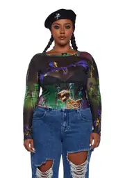 [Dolls Kill x Corpse Bride] Plus Lovely Bones Mesh Top