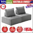 2PCS Modular Sofa Lounge Chair Armless Adjustable Back Linen Grey