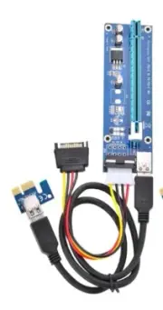 PCI Express 16x to 1x Powered Riser Adapter Card w/60cm USB 3.0 2 Pack 4 Pin