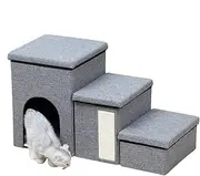 Pet Ladder Storage Box, Foldable Trunk Organizer Cat Stairs Storage Box Dog Stairs, Dog Stairs Steps Strong Load Bearing Soft Storage Organizer for Small Medium Dogs Cats