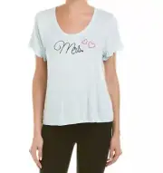 Blue By Betsey Johnson Size Medium Embroidered Rayon Knit Sleep Top Cloud Blue