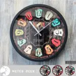 【METER DEER 米鹿】30公分LOFT工業風時鐘復古紅酒標籤掛畫彩色掛鐘(時鐘 掛鐘 靜音 工業風 牆面擺飾 掛飾)