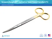 Scissors Surgical 5" Curved Gold Plated Handle Tungsten Carbide ARTMAN