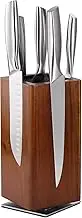 Magnetic Knife Block Without Knives, 360°Rotatable Knife Holder with Four Sided Magnets & Non-Slip Base, Kitchen Acacia Wood Universal Magnetic Knife Storage Rack