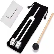 128Hz Tuning Fork and Hammer Set - Sound Healing Therapy Instrument for Vibration, Chakra Tuning, Meditation & Relaxation