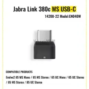 Jabra Link 380C USB-C adapter UC 14208-25/MS 14208-22 Dongle Evolve2 65 mono 85