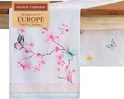 Maison d'Hermine Table Runner 100% Cotton Double Layer Table Runners 72 inches Long Decorative for Home Kitchen Dining Party Wedding Bridal Shower Spring Summer (Blossoms in Spring, 14.50" x 72")