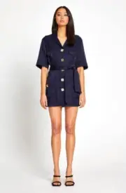 ALICE MCCALL Paloma Jacket Dress With Waist Tie Navy Size 10 New With Tags