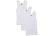 Bonds Boys Kids 3 Pack Chesty Cotton White Singlets