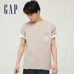 GAP 男女同款 LOGO純棉圓領短袖T恤 厚磅密織系列-灰白色(705488)