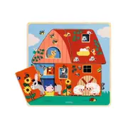 12pc Djeco Farm Barnyard 3-Layer Wooden Puzzle 25cm Kids/Children Toy 2y+