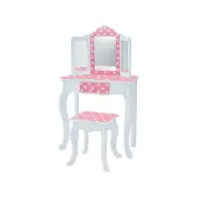 Teamson Kids Kids Vanity Set Wooden Table With Mirror & Stool Pink Td-11670f