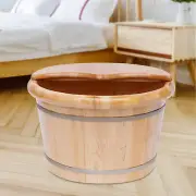 Foot Basin Foot Bath Bucket Foot Massage Plus Cover Plate + Massager Cedar Wood