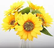 LGEGE Sunflowers Artificial Flowers - 5 Pcs Silk Fake Sunflower for Table Centerpiece Ornament Floral Arrangement Sunflower Party Decoration Rustic Wedding Decor