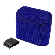 Car Trash Can Durable Car Door ABS Rhinestone Trash Bin Blue 1 Pc