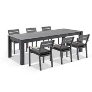 Hugo Ceramic 2.5m Outdoor Aluminium Dining Table with 8 Capri Chairs Setting - Outdoor Aluminium Dining Settings