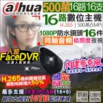 監視器 H.265 大華 16路 CVI 5MP 500萬 + 同軸音頻 1080P 內建收音 夜視防水 X16支