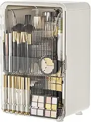 AIMALL Magnetic Opening and Closing Cosmetics Cabinet, Large Capacity Skin Care Storage Box with Dustproof Lid, Lipstick Organiser, and Dressing Table Cosmetic Storage