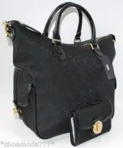 DKNY T&C Turnlock Logo Business Travel Bag Tote Purse Wallet Set New Authentic
