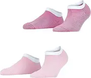 [ESPRIT] Women's Fine Stripe 2-Pack Trainer Socks Breathable Sustainable Organic Cotton Short Ankle Length Reinforced Extra-Soft On Skin Flat Seam In Toe Area Patterned Multipack 2 Pairs, Multicoloured