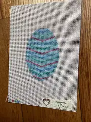 Hand Painted Needlepoint canvas - Blue decorative Egg 2