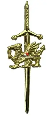 kilt Pin Welsh Dragon Scottish Highland Kilts Sporran Gold Chrome Finish 4" AAR