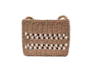 Women Woven Straw Bag Summer Pearl Messenger Crossbody Bags Girls Small Beach Holiday Purse Rattan Shoulder Handbag