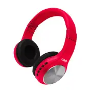 NAXA ORION WIRELESS OVER EAR HEADPHONES BLUETOOTH BUILT IN MICROPHONE RED NE-964