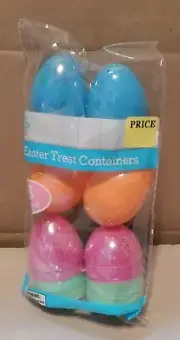 Easter Egg 1 1/2"x 2" Snap Together Multicolor Pearl 8ea Treat Containers 263T
