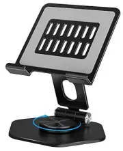 Tablet Stand Holder for Desk, Swivel iPad Stand with 360 Rotating Base, Black