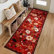 Kitchen Runner 23.6x70.9 Elegant Floral Runners Rugs for Hallway Non Slip Soft Absorbent Carpet Runner Crystal Velvet Floor Mats for Hallways, Kitchen, Bedroom, Bathroom, Entryway, R