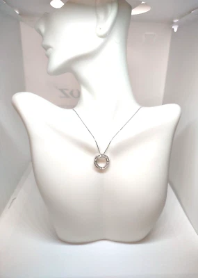 NEW 14kt White Gold Diamond Circle Of Life Pendant 1/8 Ct. With Box Chain