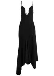 Mugler Draped Twill Maxi Dress - Black - 38 (UK10 / S) 38 (UK10 / S)