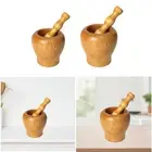 Wooden Mortar and Pestle Set Garlic Press for Gingers Pesto Sauce Pepper